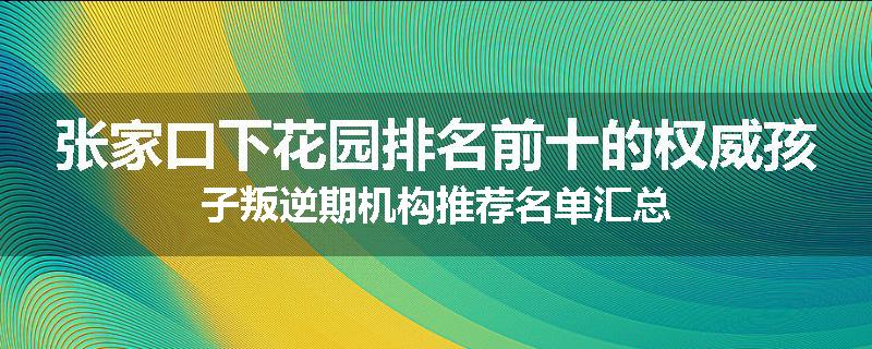 张家口下花园排名前十的权威孩子叛逆期机构推荐名单汇总