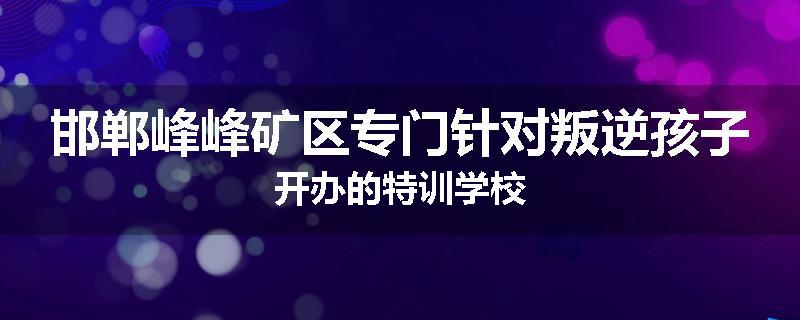 邯郸峰峰矿区专门针对叛逆孩子开办的特训学校