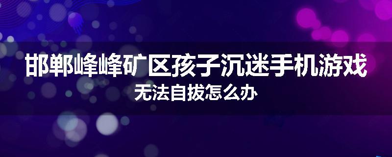 邯郸峰峰矿区孩子沉迷手机游戏无法自拔怎么办