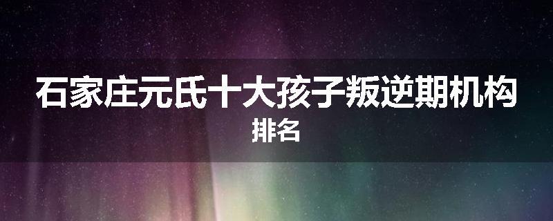 石家庄元氏十大孩子叛逆期机构排名