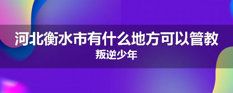 河北衡水市有什么地方可以管教叛逆少年