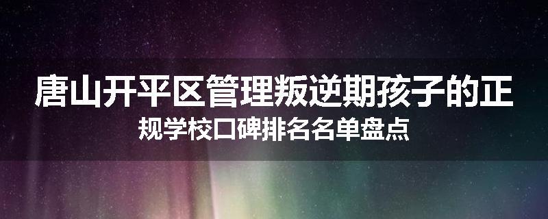 唐山开平区管理叛逆期孩子的正规学校口碑排名名单盘点
