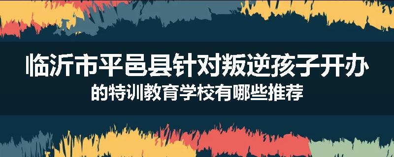 临沂市平邑县针对叛逆孩子开办的特训教育学校有哪些推荐