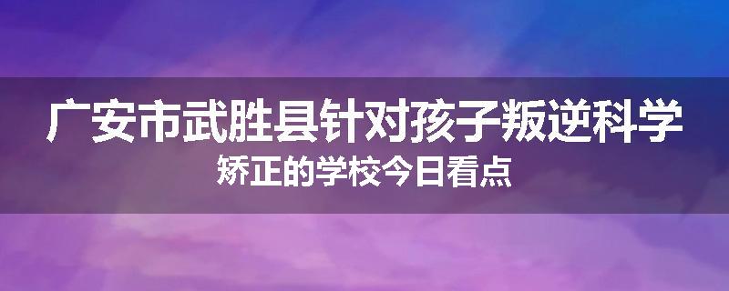广安市武胜县针对孩子叛逆科学矫正的学校今日看点