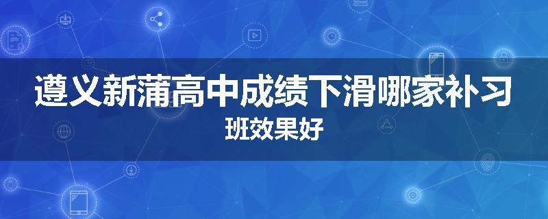遵义新蒲高中成绩下滑哪家补习班效果好