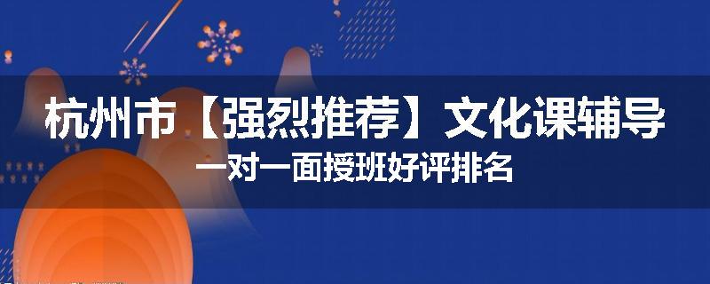 杭州市【强烈推荐】文化课辅导一对一面授班好评排名