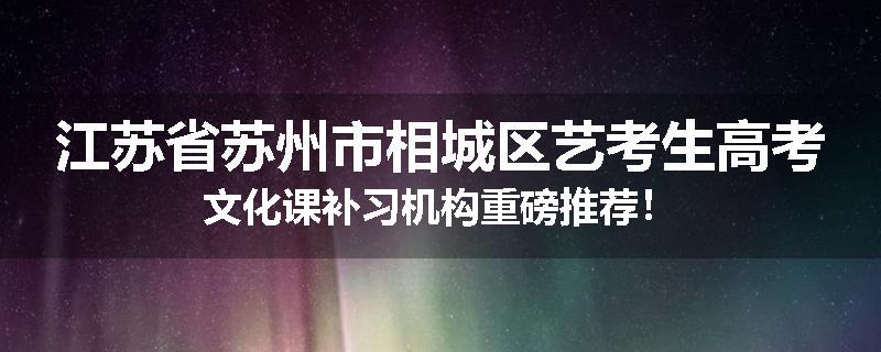 江苏省苏州市相城区艺考生高考文化课补习机构重磅推荐！