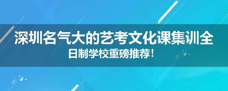 深圳名气大的艺考文化课集训全日制学校重磅推荐！