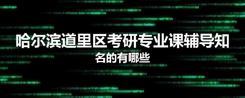 哈尔滨道里区考研专业课辅导知名的有哪些