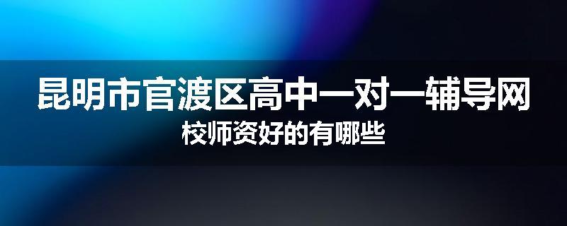 昆明市官渡区高中一对一辅导网校师资好的有哪些
