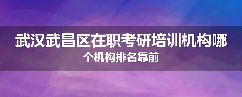武汉武昌区在职考研培训机构哪个机构排名靠前
