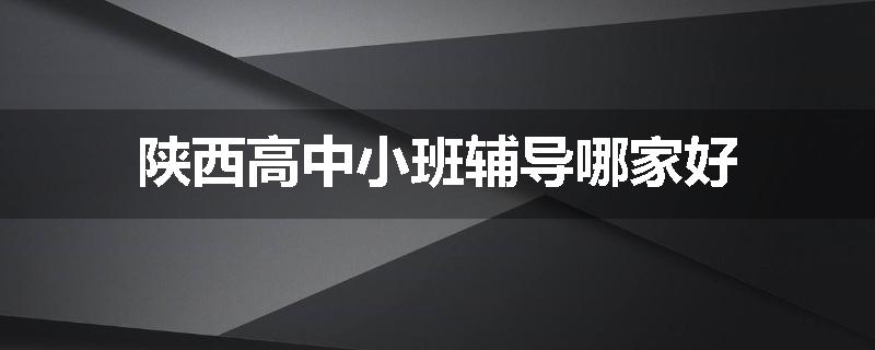 陕西高中小班辅导哪家好