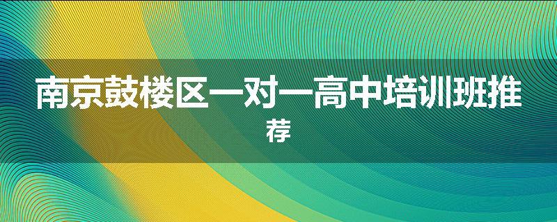 南京鼓楼区一对一高中培训班推荐