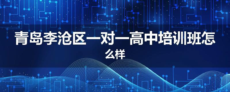 青岛李沧区一对一高中培训班怎么样