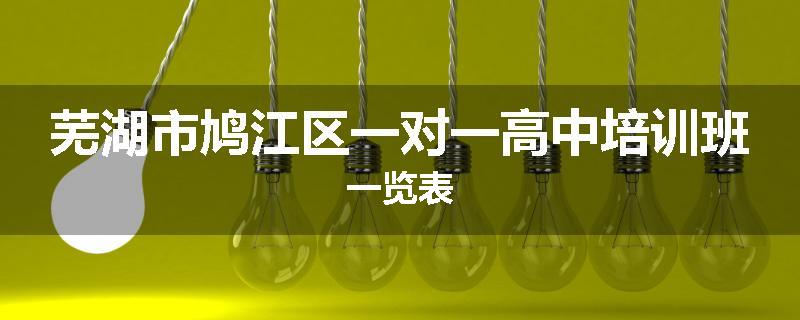 芜湖市鸠江区一对一高中培训班一览表