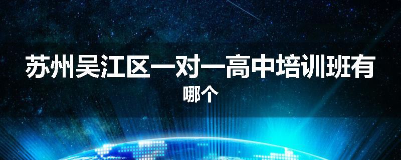 苏州吴江区一对一高中培训班有哪个