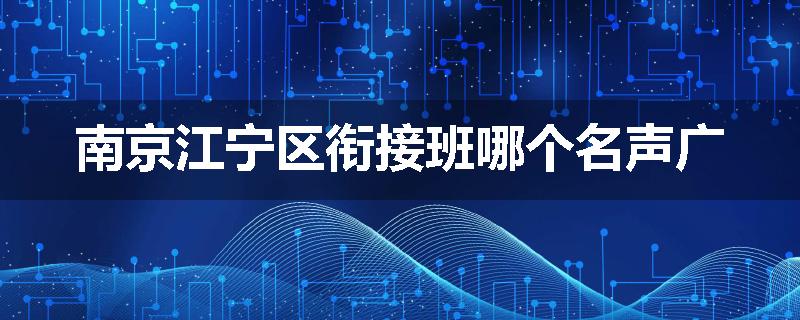 南京江宁区衔接班哪个名声广