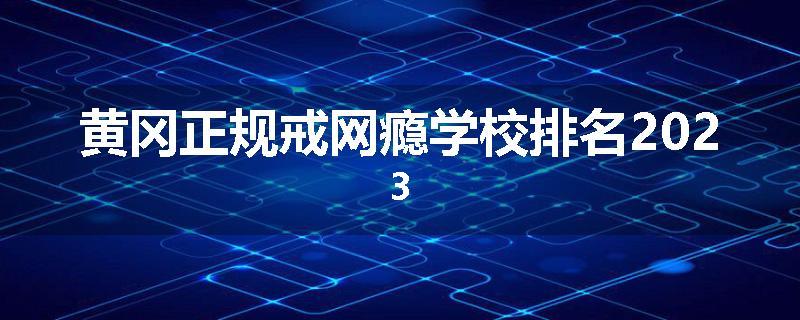 黄冈正规戒网瘾学校排名2023