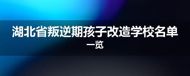 湖北省叛逆期孩子改造学校名单一览