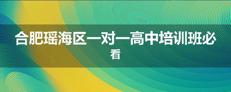合肥瑶海区一对一高中培训班必看