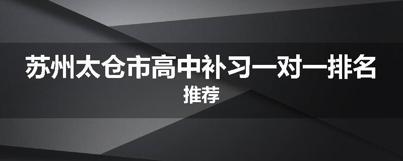 苏州太仓市高中补习一对一排名推荐