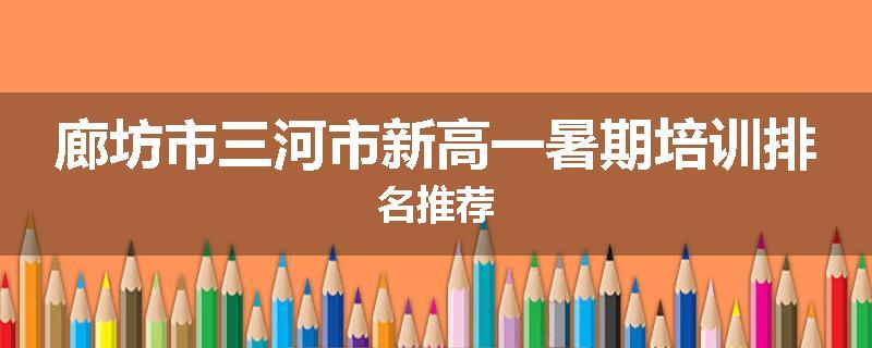 廊坊市三河市新高一暑期培训排名推荐