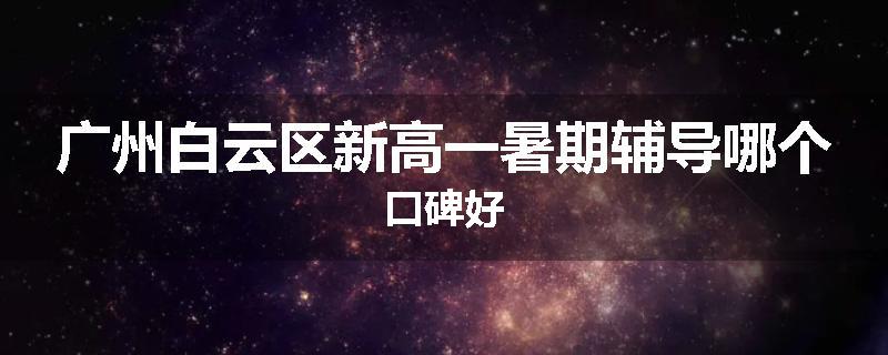 广州白云区新高一暑期辅导哪个口碑好