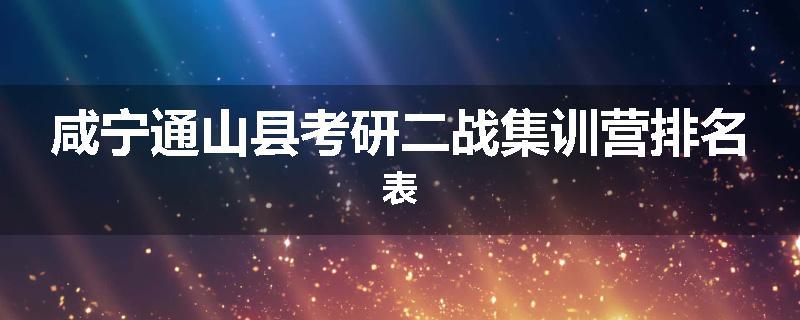 咸宁通山县考研二战集训营排名表