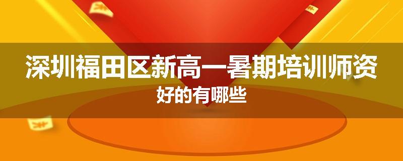 深圳福田区新高一暑期培训师资好的有哪些