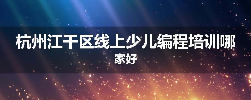 杭州江干区线上少儿编程培训哪家好