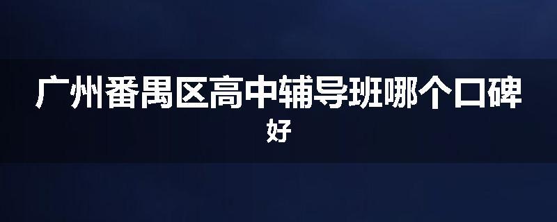 广州番禺区高中辅导班哪个口碑好