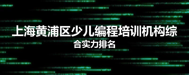 上海黄浦区少儿编程培训机构综合实力排名