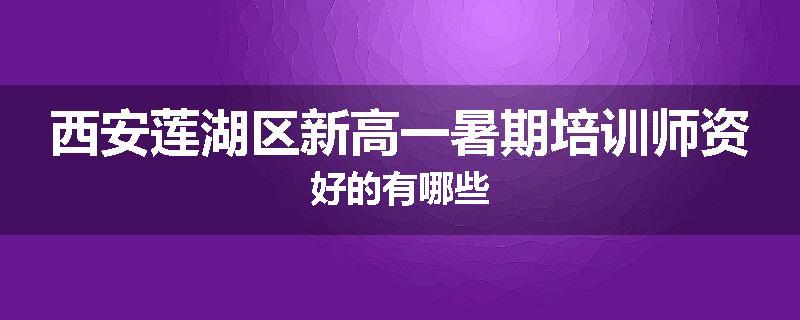 西安莲湖区新高一暑期培训师资好的有哪些