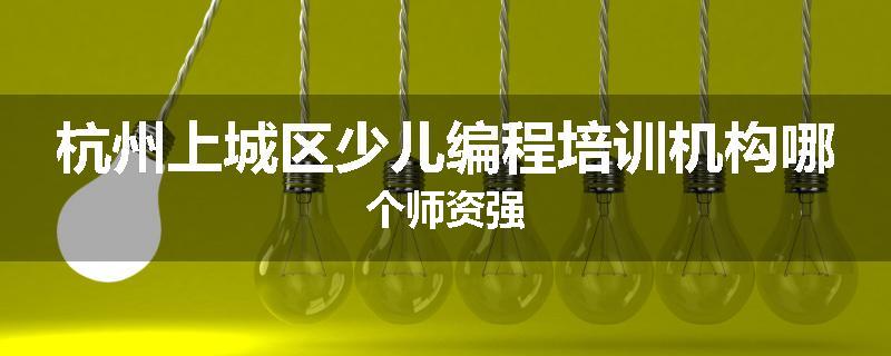 杭州上城区少儿编程培训机构哪个师资强