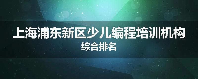 上海浦东新区少儿编程培训机构综合排名