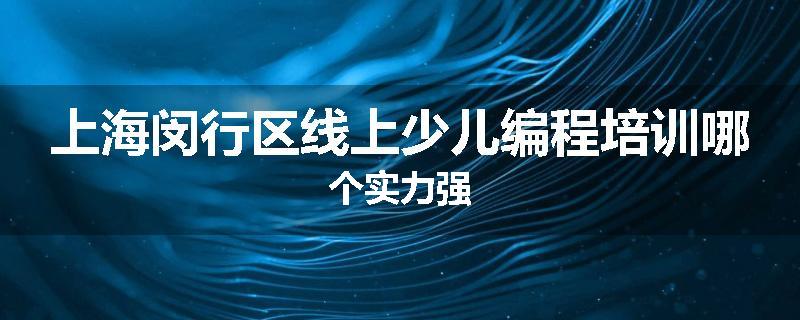上海闵行区线上少儿编程培训哪个实力强