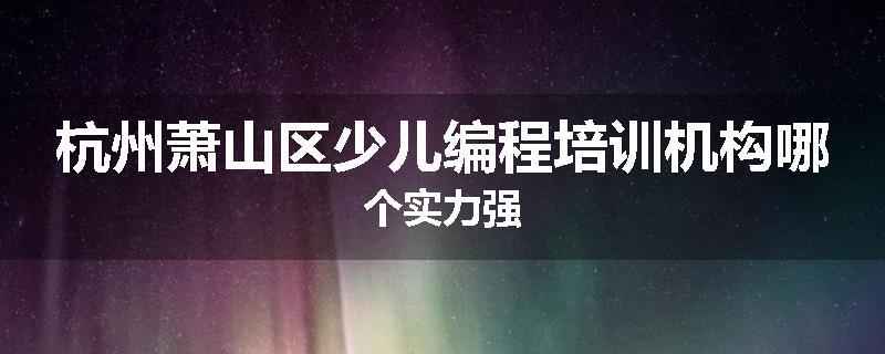 杭州萧山区少儿编程培训机构哪个实力强