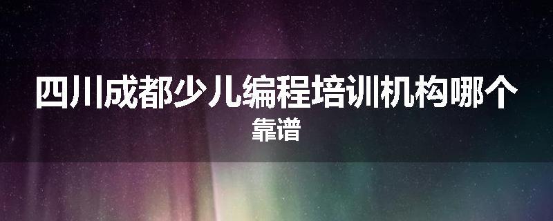 四川成都少儿编程培训机构哪个靠谱