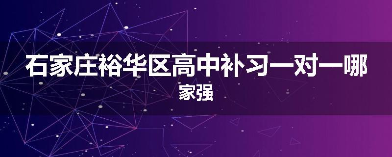石家庄裕华区高中补习一对一哪家强