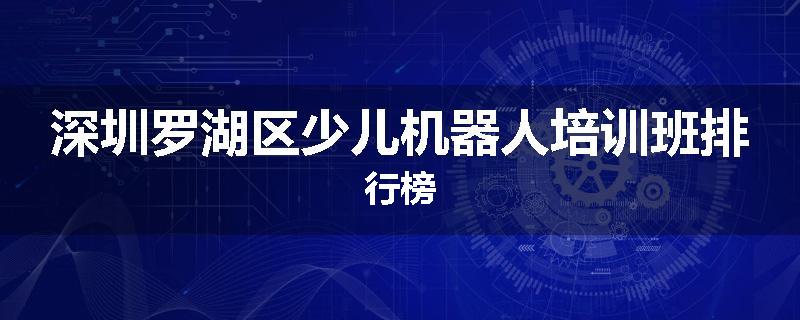 深圳罗湖区少儿机器人培训班排行榜