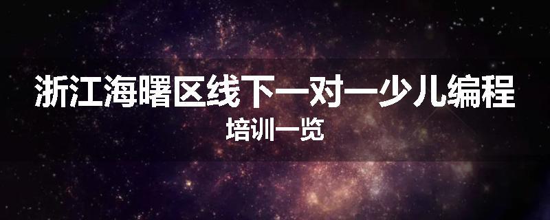 浙江海曙区线下一对一少儿编程培训一览