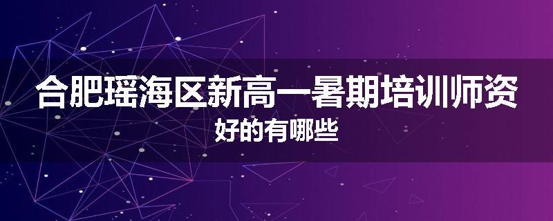 合肥瑶海区新高一暑期培训师资好的有哪些