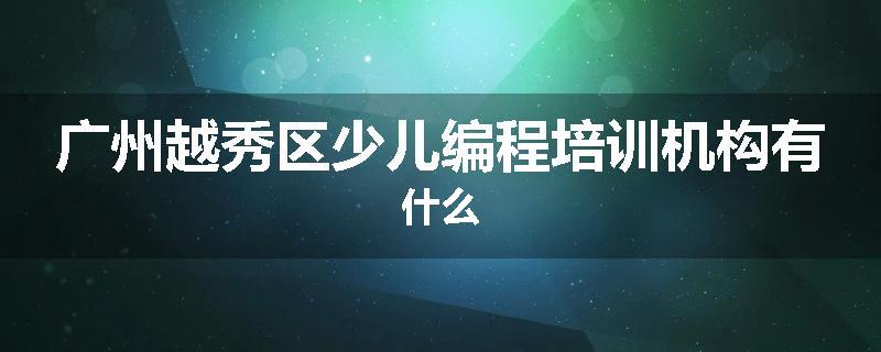 广州越秀区少儿编程培训机构有什么