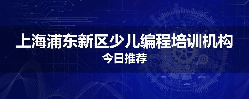 上海浦东新区少儿编程培训机构今日推荐