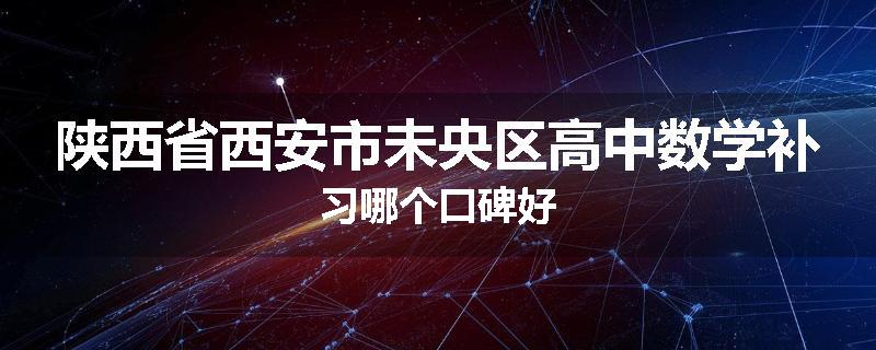 陕西省西安市未央区高中数学补习哪个口碑好
