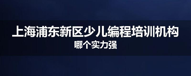 上海浦东新区少儿编程培训机构哪个实力强