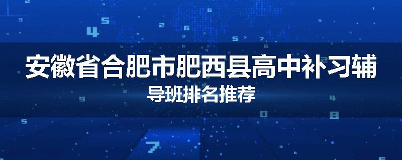 安徽省合肥市肥西县高中补习辅导班排名推荐