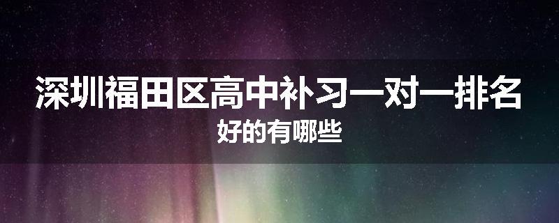 深圳福田区高中补习一对一排名好的有哪些