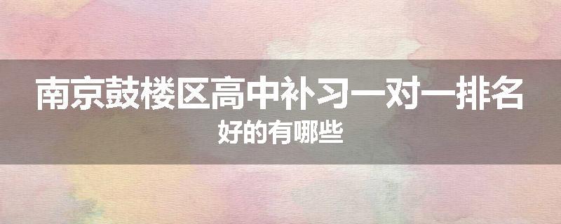 南京鼓楼区高中补习一对一排名好的有哪些