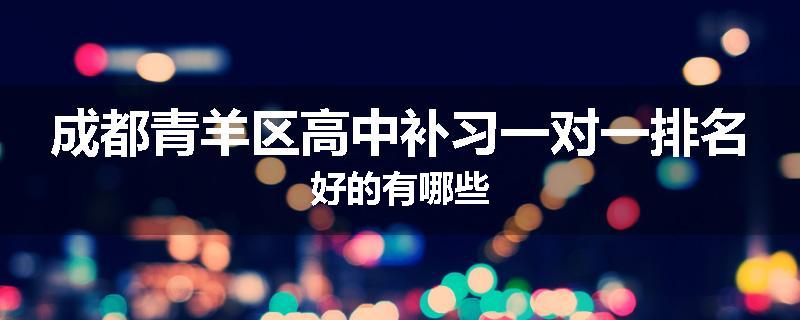 成都青羊区高中补习一对一排名好的有哪些